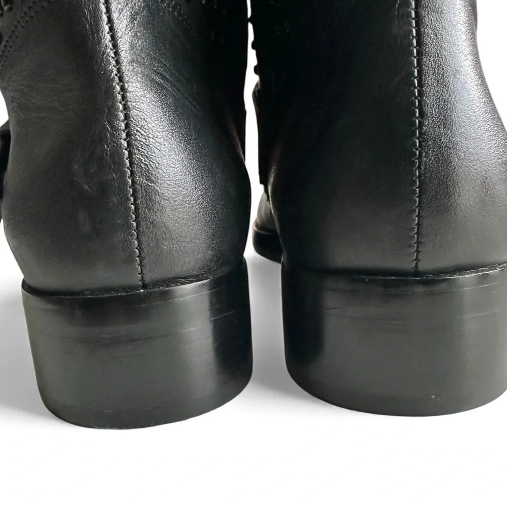 Michael Kors Reeves Studded Moto Boots Black Leather Dark Academia Biker Size 7